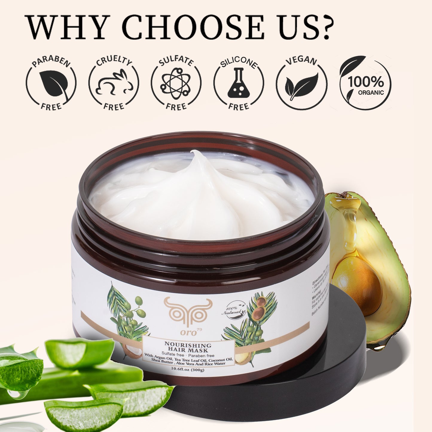 Nourishing shampoo + conditioner + Mask set (sulphate, paraben free)